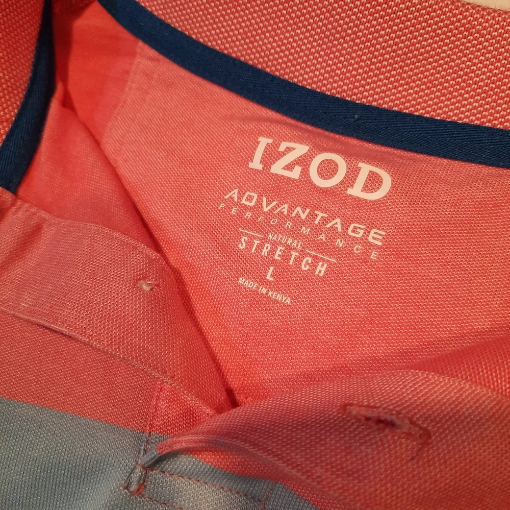 New IZOD polo shirt color block youth L or adult S